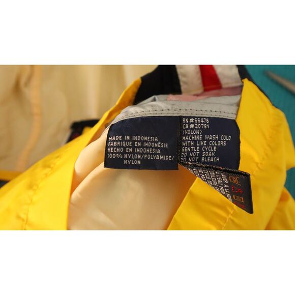 Vintage 90s Yellow Tommy Girl Tommy Hilfiger Windbreaker Jacket Flag Zip Hooded - Picture 8 of 10